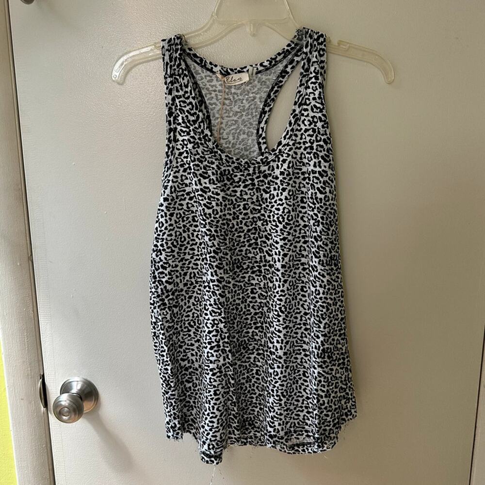 Elan cheetah print distressed tank top